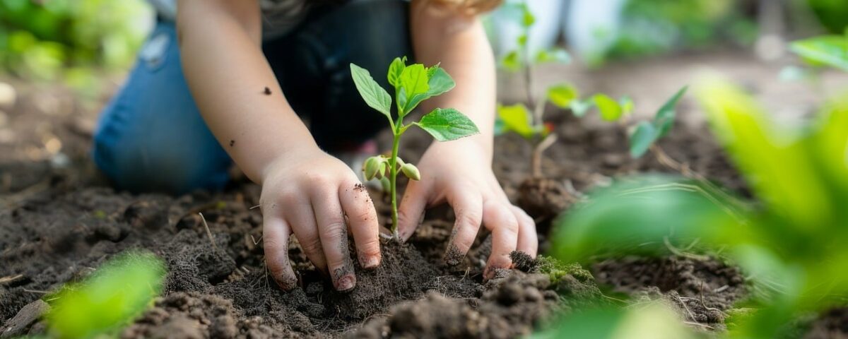 healing garden child in garden