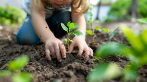 healing garden child in garden