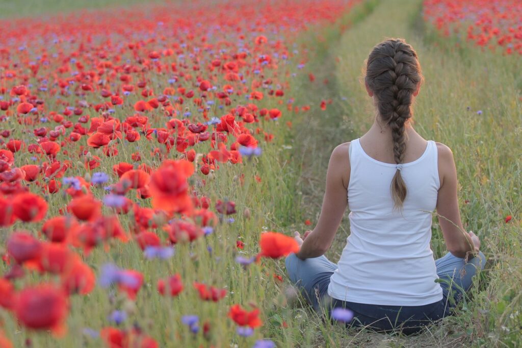 yoga in poppy healing garden