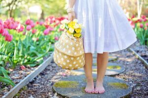 barefoot in garden