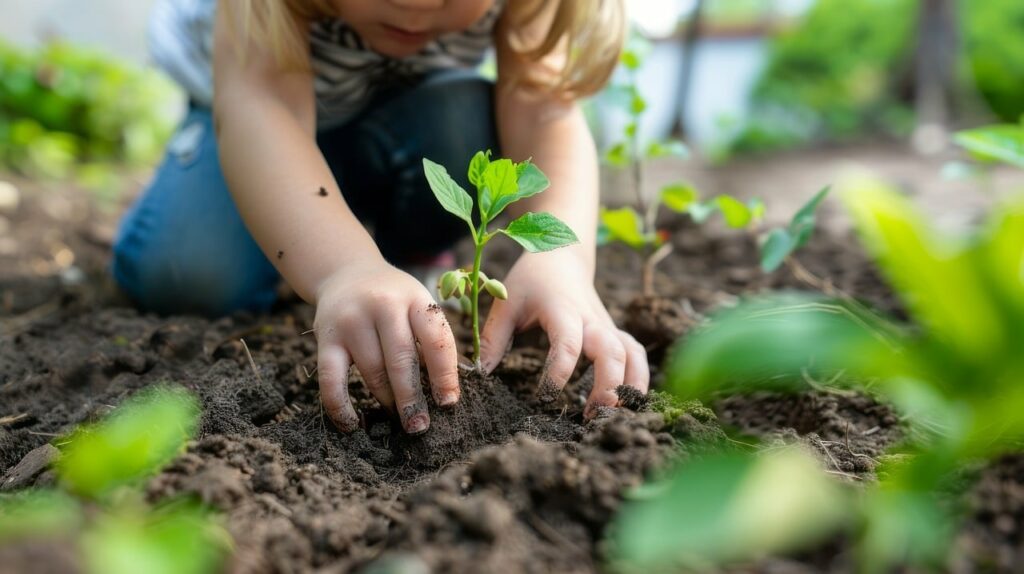 child in garden